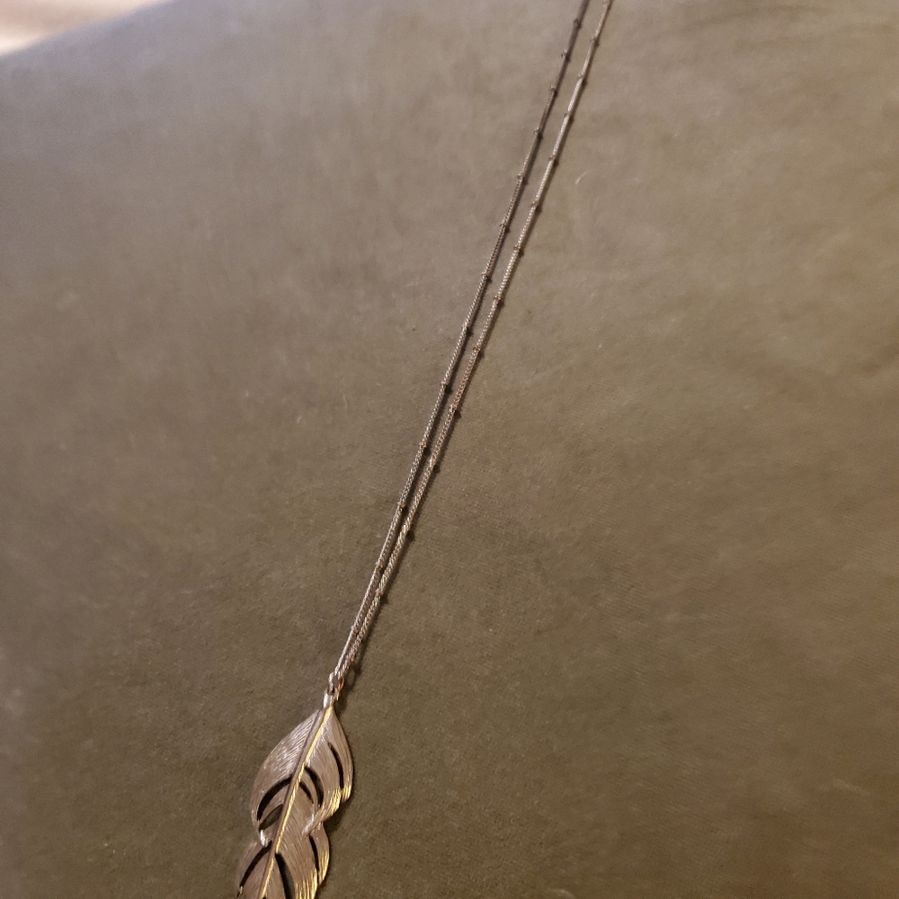 Lucky Brand silver feather necklace